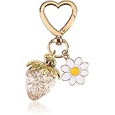 Wikavanli Cute Strawberry Keychain,Bag Charms,Kawaii Heart Flower Daisy Key chains Accessories Decor for Women Girls Purse