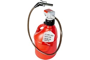 TERA PUMP 2nd Gen. Auto-Stop Gas Cap Fuel Transfer Pump XL Intake Hose (Gasoline, Diesel, Kerosene) Universal Spout Replacement for Gas Cans and Containers