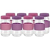 Glass Juice Shot Bottles with Caps, Clear, 2oz, Colored Lids & Silicone Grip Bands, Beverage Storage, Juicing, Ginger & Turmeric Bottles