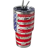 ABC Indus 30oz Stainless Steel Tumbler - USA FlagTumbler with Lid and Straw, Double Walled Travel Mug Insulated for Hot & Cold Drinks, Vacuum Insulated Water Bottle for Home, Patriotic Gift