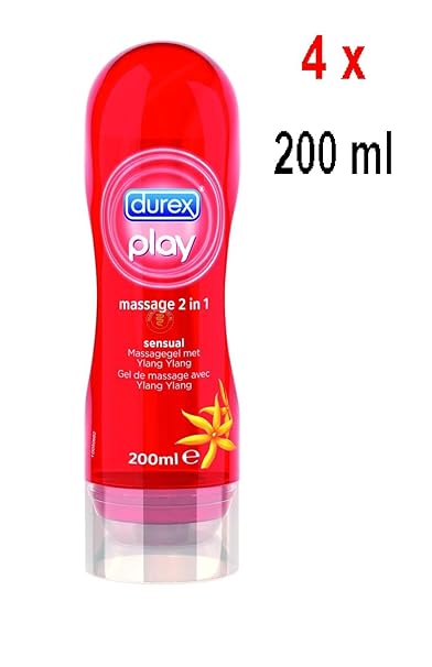 Durex Play 2in1 Massage & Gleitgel - Sensual - 4er Pack (4 x 200 ml)