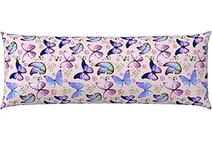 NMBVCXZ Butterflies Body Pillow Pillowcase Cover with Hidden Zipper 20"x 54" Body Pillow Case Gifts for Women Men Boys Girls