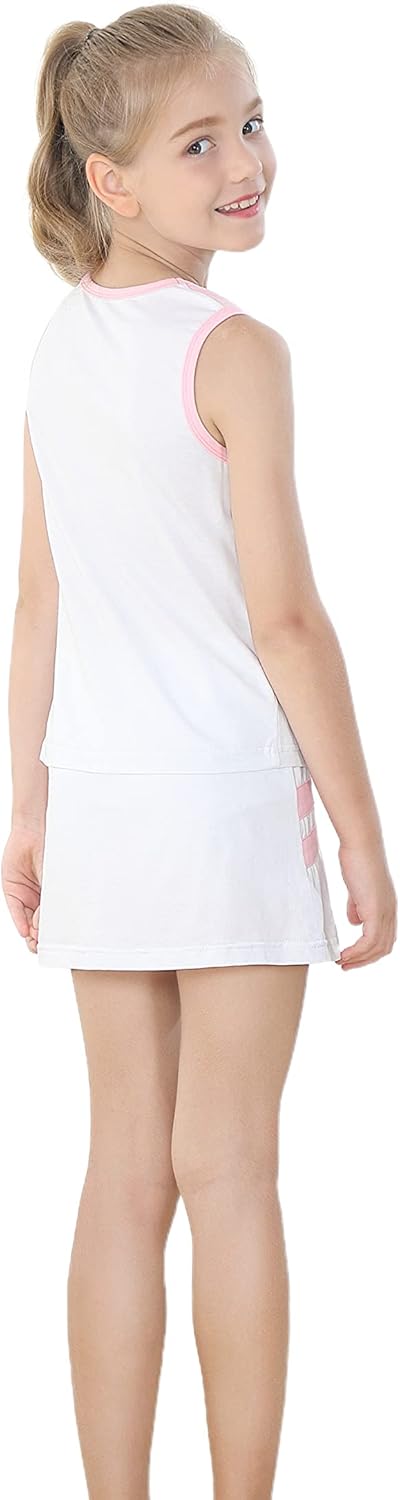 Girls Tank Top and Tennis Skirt with Built-in Shorts Set 2 Piece Outfit Golf, Dress: Clothing