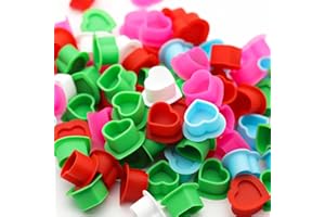 MO MOLONG Tattoo Ink Caps Silicone Tattoo Cups 5 Colors Mixed Pack 200 Pcs with Base for Tattoo, Ink Caps for Tattooing Microblading Tattoo Supplies