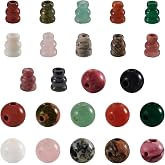 Craftdady 12 Sets Natural Stone 3-Hole Guru Beads Energy Healing Gemstone Buddhist Guru Beads Set for Mala Prayer Bracelet Rosary Necklace Jewelry Making Assorted Style