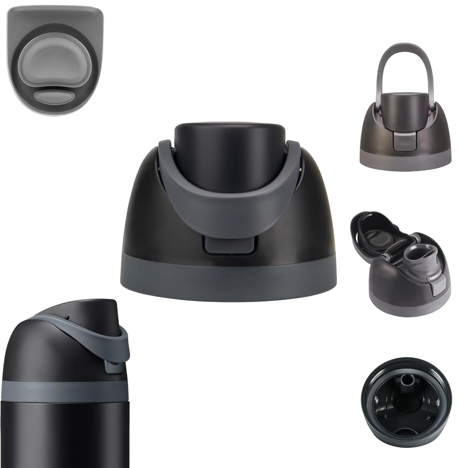 Photo 1 of Replacement Lid Compatible with Owala Freesip,One Button Water Bottle Top Lid Compatible with Owala Cup 16oz 24oz 32oz 40oz BPA-Free Replacement Accessory Stopper,No Leak (Black)