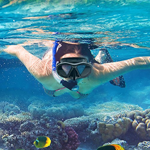 HAMSWAN Dive Mask Scuba Snorkeling Diving Mask with 180° View, Impact Resistant Tempered Glass, Anti-Leak Silicone Skirt & Adjustable Strap for Adults - Thumbnail 6