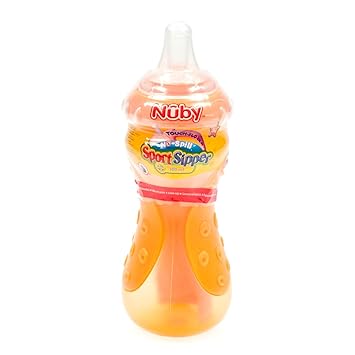 Nûby ID1208 Easy Grip Sport Sipper Trinkflasche, 300ml, orange (1 Stück)