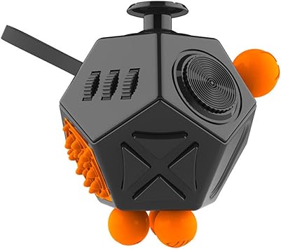 Esoes Fidget Cube Fun 12 Sided Cube Toys Anti Anxiety Depression Stress Relieving For Add Adhd Autism Kids Girls Adults Great For Work Office School Black Orange Amazon Co Uk Toys Games