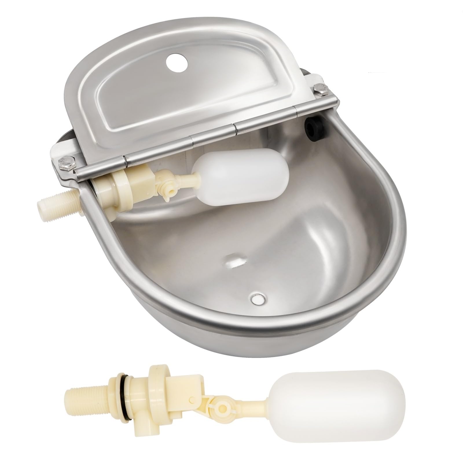 MUYIRTED Automatic Cattle Water Bowls, Constant Water Supply Steel Water Trough Bowl - 2 Float Valve, Automatic Water Drinker for Horses Sheep Pig