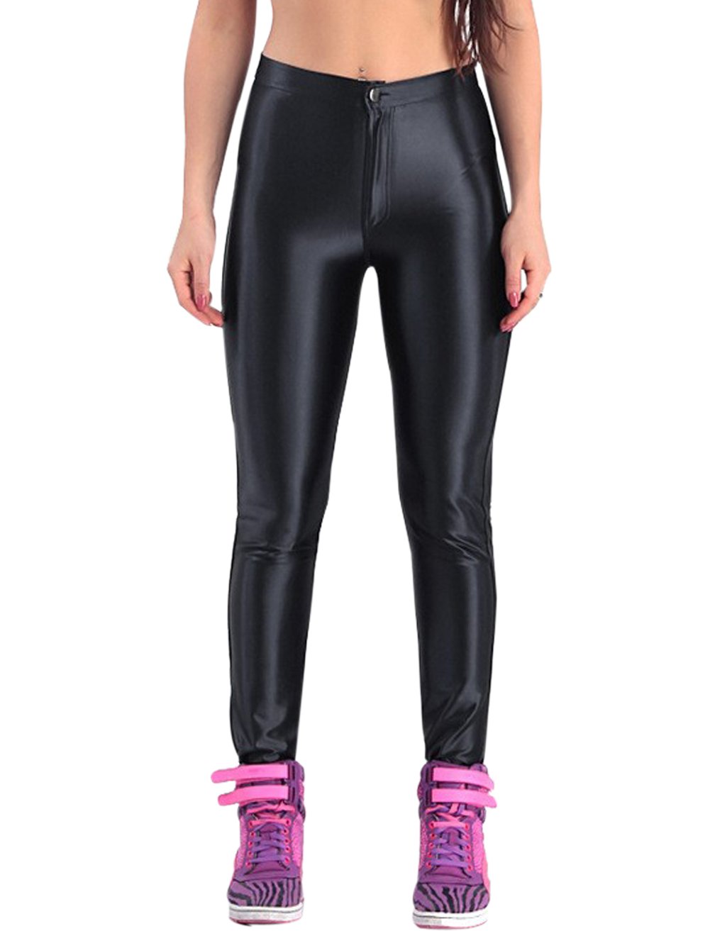 Manstore Womens Shiny Metallic Liquid Stretchy High Waisted Tights