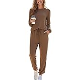 CUPSHE Womens 2 Piece Outfits Lounge Sets Long Sleeve Tops Drawstring Jogger Pants Spring Travel Pants Sets