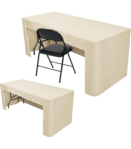 Tovaglia Per Tavolo Pieghevole 4 Piedi: Morbida, Elegante E Con Gonna Lunga - Colore Bianco
