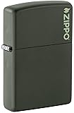 Zippo Green Matte Logo Pocket Lighter