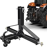 Black 3 Point Trailer Hitch 2” Receiver and Trailer Ball Hitch with Hook, Tractor Mover Drawbar Hitch, 3 Pt Quick Hitch Farm Equipment and Subcompact Trailer Hitch for Tractor Standard Category 1