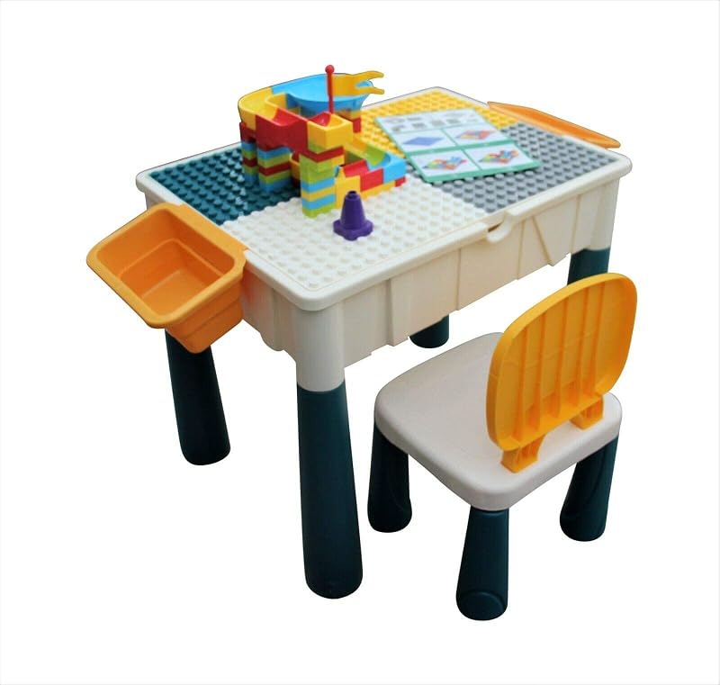 HH Home Hut Kids Building Block Table & Chair Set with Storage