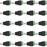20 PCS Male DC Power Connectors, 12V DC Barrel to Screw Terminal Jack Adapter Connectors 5.5mm x 2.1mm for Led Strip, CCTV Se