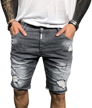 pantaloncini jeans strappati uomo