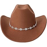 Verdusa Women's Western Cowboy Hat Rhinestone Wide Brim 2026 Cowgirl Hat