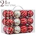 Valery Madelyn 24ct 60mm Luxury Red and Gold Shatterproof Christmas Ball Ornaments Decoration,Themed with Tree Skirt(Not Included)