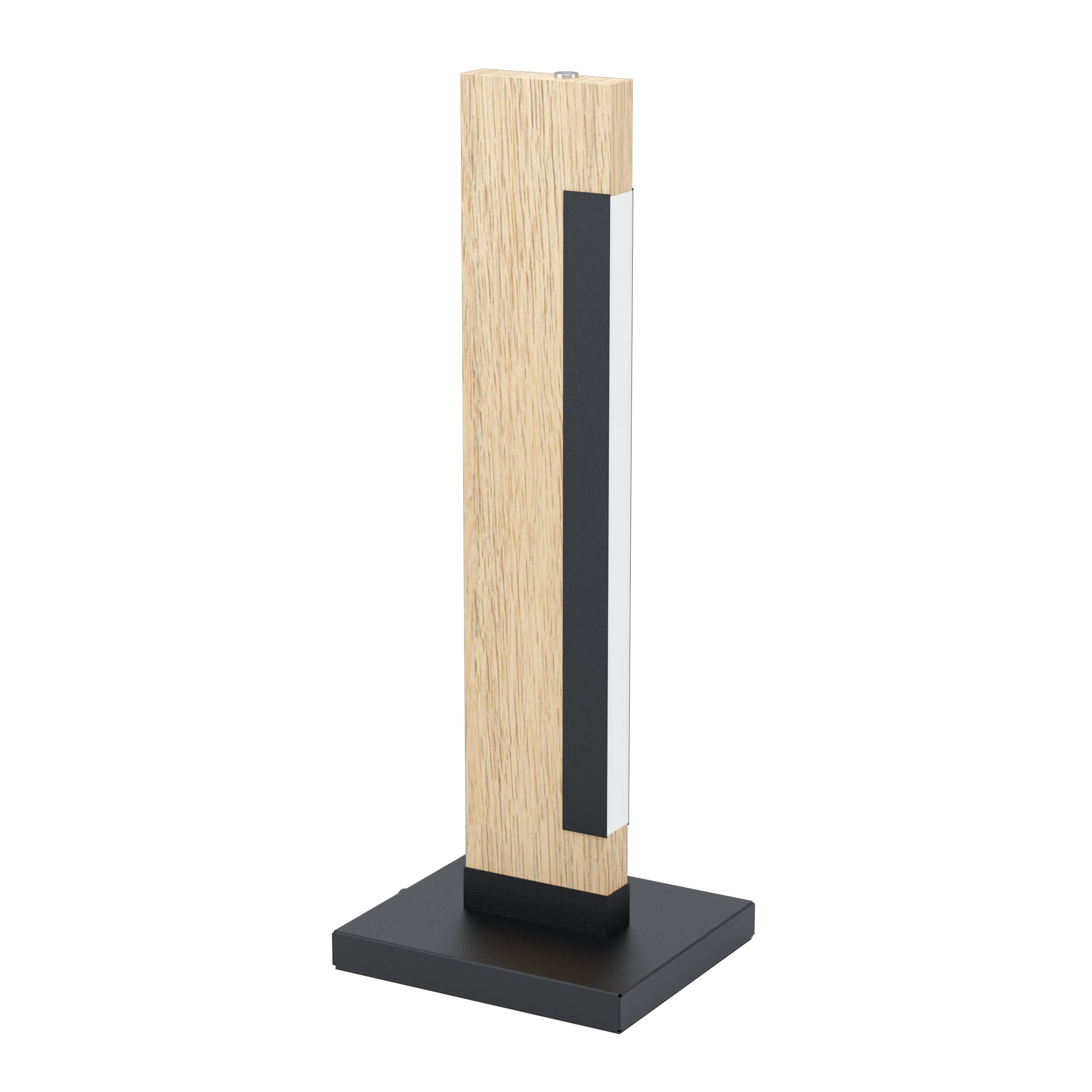 EGLO Dimmable LED table lamp Camacho, bedside lamp made of steel, wood and plastic, living room lamp in black, nature, white, lamp with touch dimmer — image 1