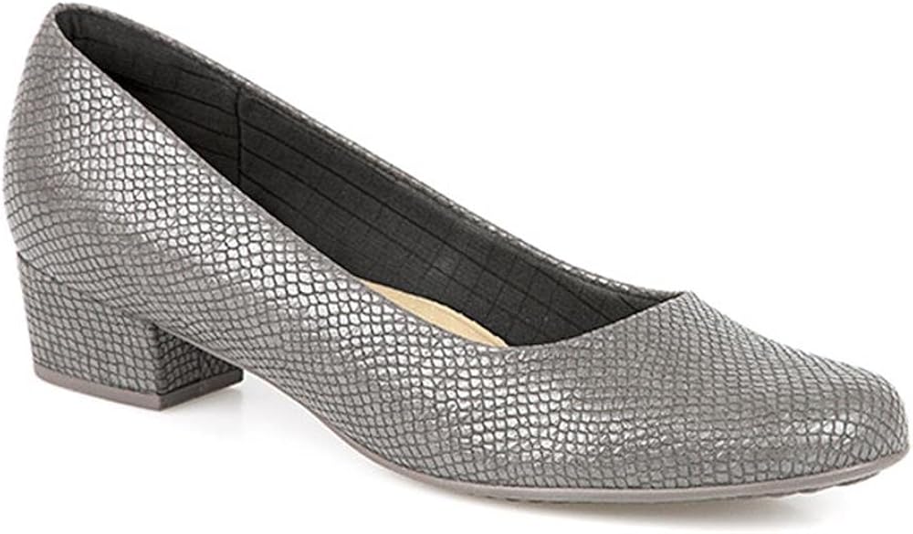 Pavers Piccadilly Low Heeled Classic Court Shoe 123 042 Grey Snake