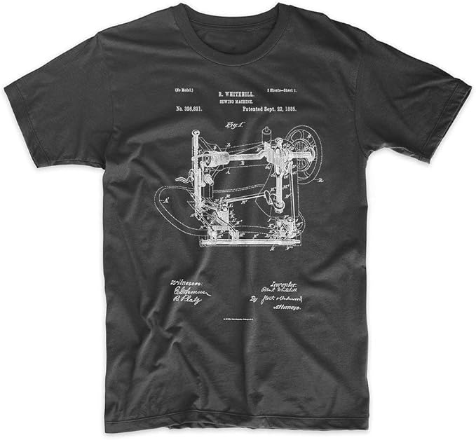 Sewing Machine Patent TShirt, Sewing Shirt Soft Cotton
