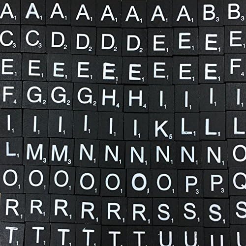 QSDT 100pcs Black Color Wood Letter Scrabble Tiles Game Replacement Crafts Weddings Scrapbooking Game Pieces Crafts DIY