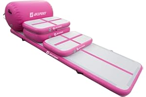 AKSPORT 5pcs Set of Inflatable Gymnastics Air Mat Tumble Track Tumbling Mat Floor Mats with Electric Air Pump for Home Use/Training/Cheerleading/Beach/Park and Water