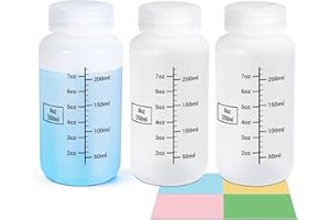 UMETASS 8oz Wide Mouth Plastic Bottles with Airtight Lids, Graduated Food Grade Leak Proof PP Containers Jars for Water Sample Lab Reagent Liquid Medicine Storage (Translucent, 3 Pack)
