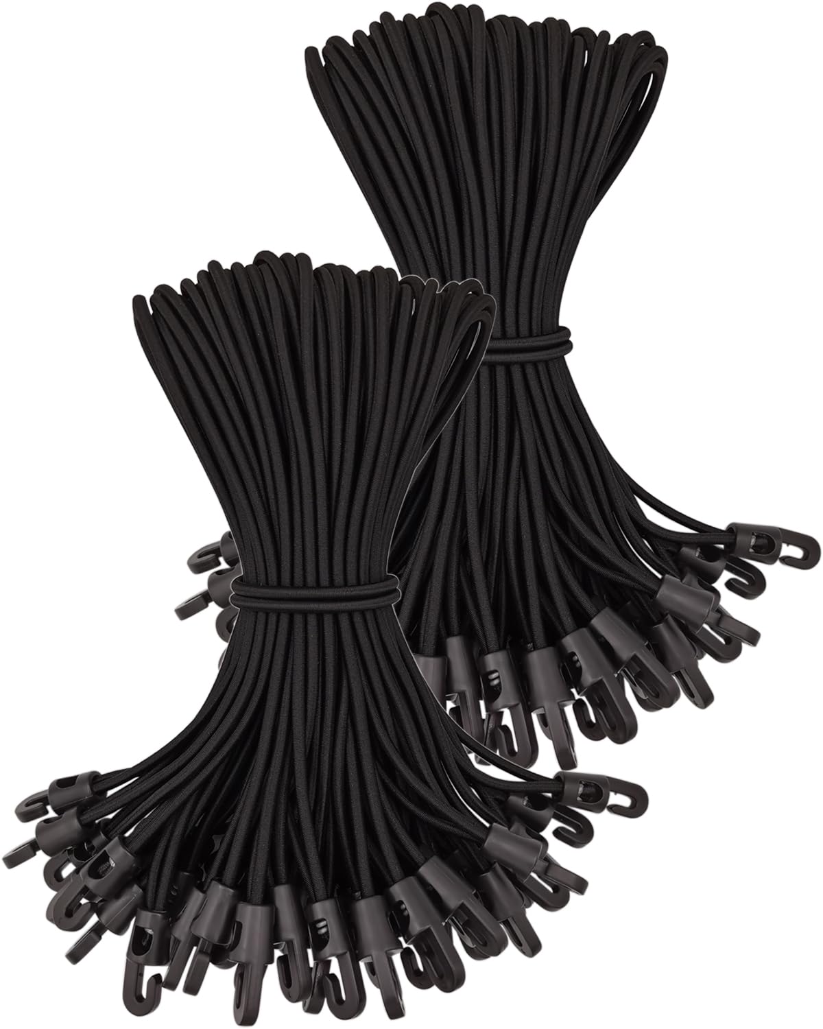 Bungee Cords with Hooks 100 Pcs - 10 Inch Elastic Bungee Ropes with Hooks - Short Tarpaulin Hooks - Small Bungee Rope (Black) โ image 1