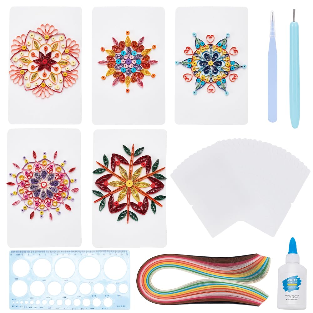 WEBEEDY 20 Sets Paper Quilling Kits for Beginners DIY Mandala Quilling Card Making Kits with 36 Colors Strips, 20 Cards, Paper Quilling Tools and Supplies Home Room Wall Art Decor Creative Gift