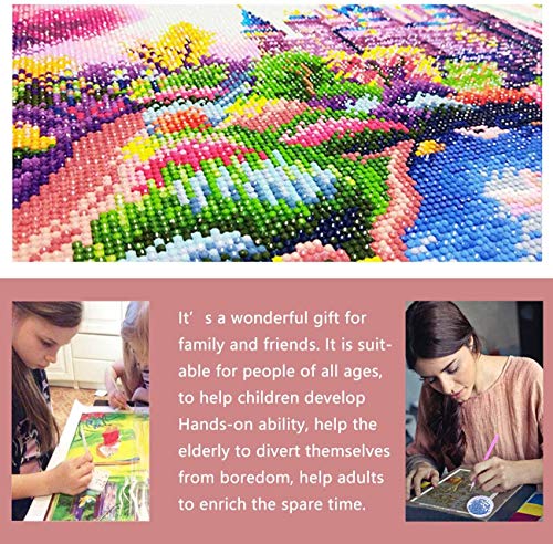 Diamond Painting Kit 16x12 Inch, Sunset by The Sea DIY 5D Diamond Painting Kits for Adults, Diamond Painting by Numbers for Adults, Paint with Diamonds for Home Wall Decor Gift Arts Craft (B)