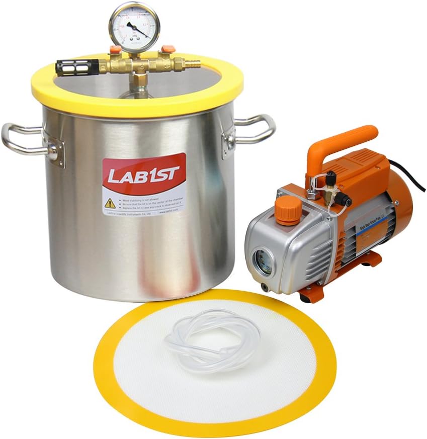 lab1st 3 Gallon Vacuum Chamber and 3.6 CFM Pump Kit for Degassing Silicone Epoxy - Not for Wood Stabilizing