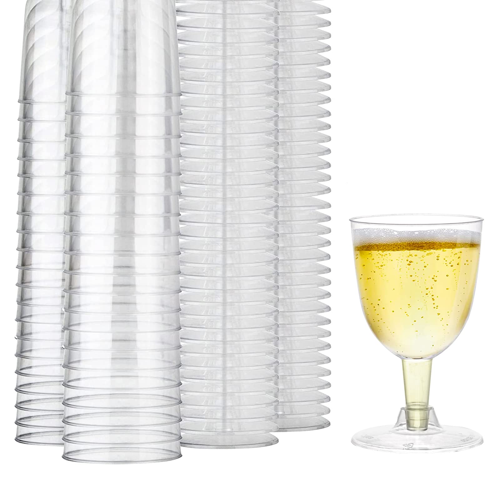 Photo 1 of Frcctre 75 Pack Clear Plastic Wine Glasses, 5 Oz Disposable Plastic Drink Cups Fancy Wine Cups Drink Glasses for Champagne, Dessert, Catering, Wedding, Party - Disposable & Reusable