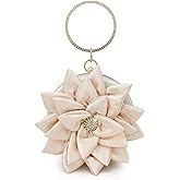 Silk 3D Rose Flower Handbag with Rhinestone Metal Handle – Elegant Evening Bag for Wedding, Prom, Cocktail Party, and Special Occasions