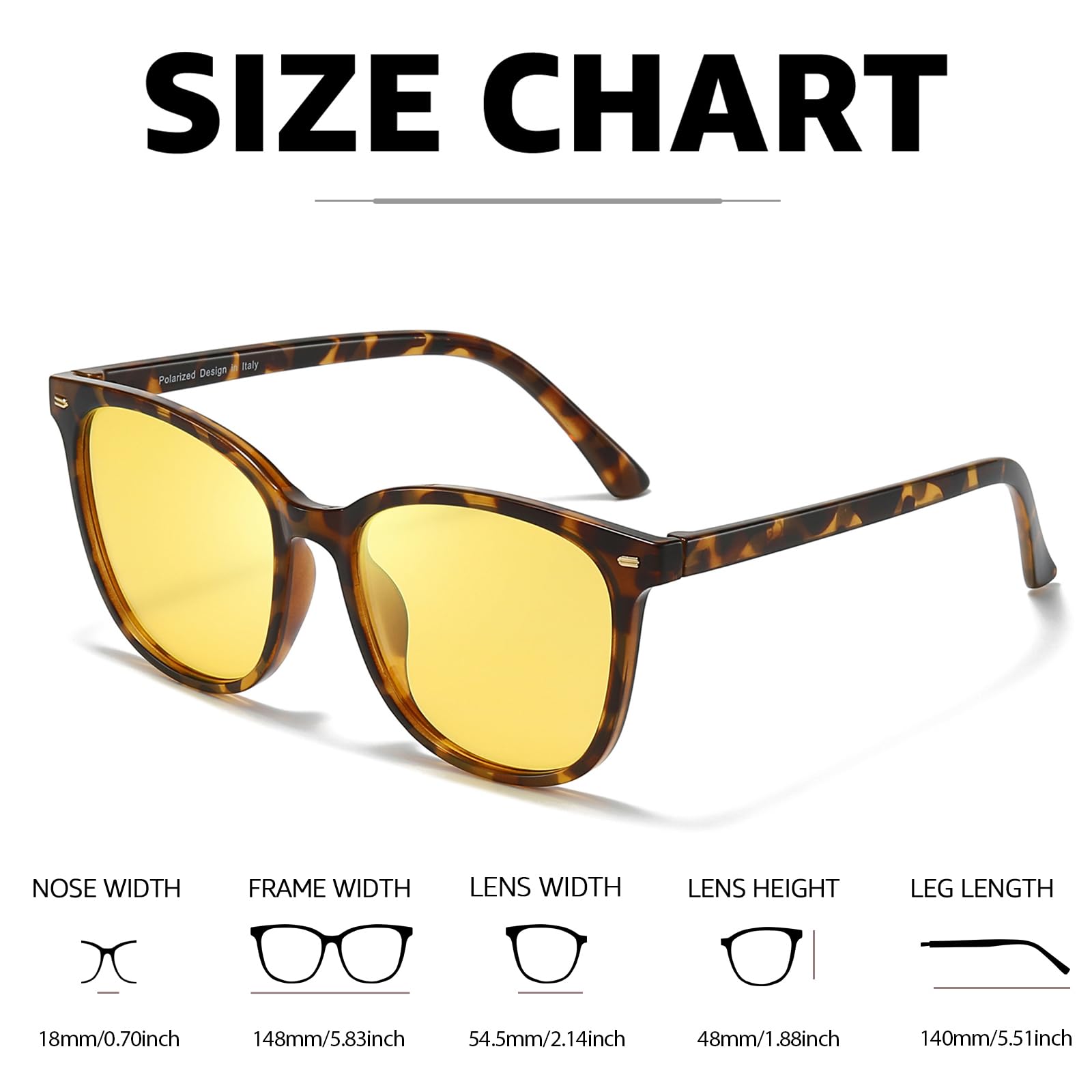 Myiaur Polarized Night Vision Glasses for Women, Anti Glare Driving Vision Glasses with Yellow Lens, UV400 Protection