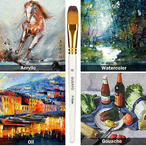 DUGATO Artist Paint Brush Set 15pcs Includes Pop-up Carrying Case with Free Palette Knife and 2 Sponges for Acrylic, Oil, Watercolor, Art, Scale Model, Face, Paint by Numbers for Adults - Thumbnail 4