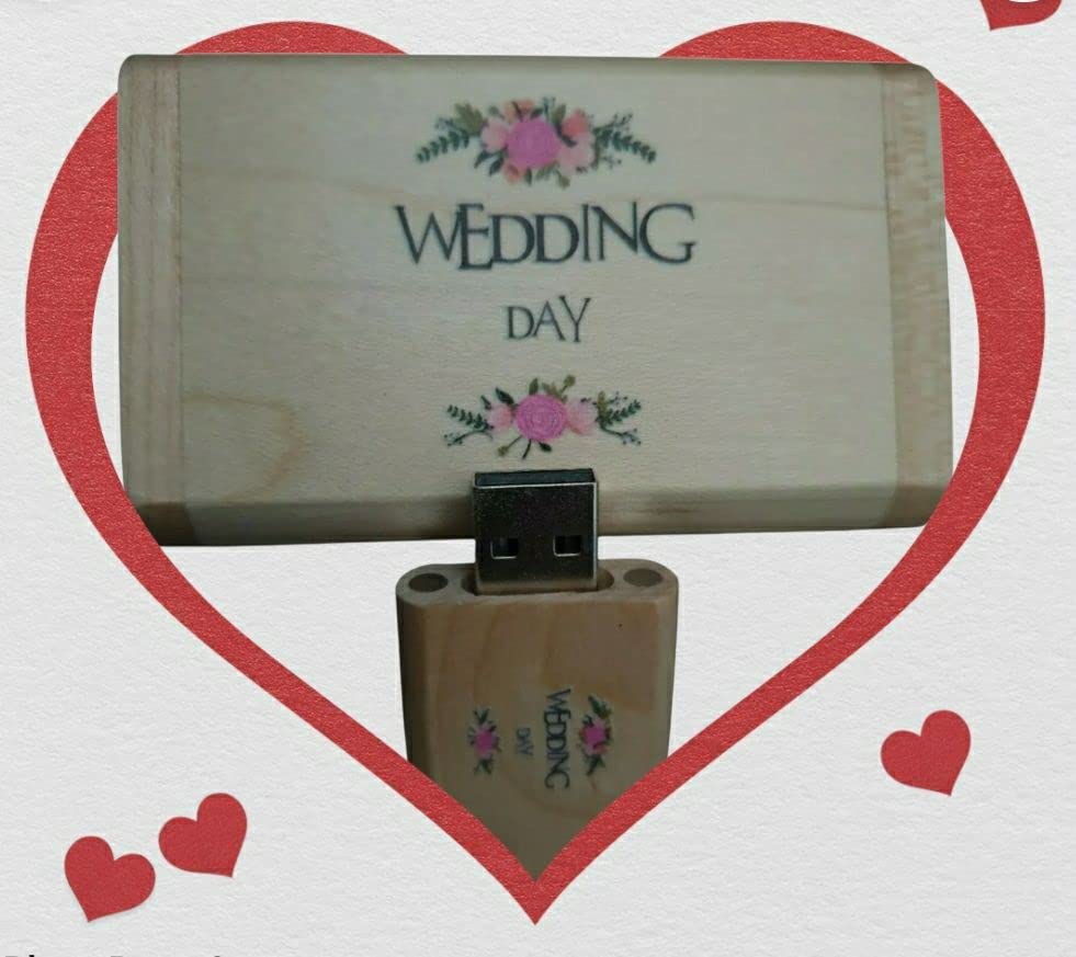 Walnut Wood usb memory stick flash drive 16GB USB Box Wedding Party Photos Engraved Our Wedding Story (Style 2)