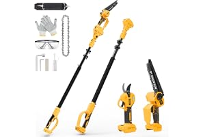 4-in-1 Cordless Pole Saw & Electric Pruning Shears for DeWalt 20V Battery, 8 Inch Brushless Mini Chainsaw with Extension Pole, 15 Ft Reach, Auto Oiling, for Tree Trimmer Branch Cutter(NO Battery)