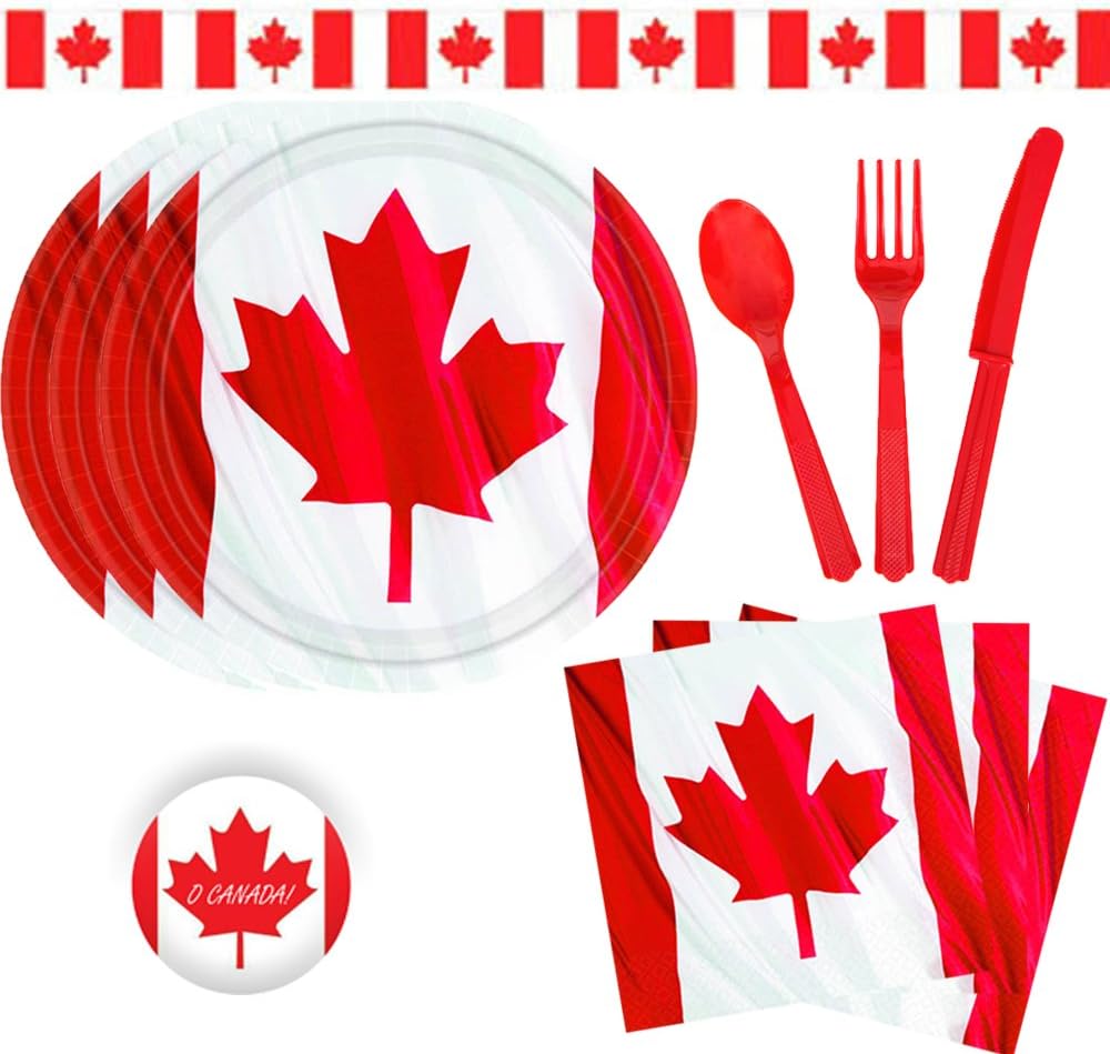 Another Dream Canada Day Bulk Party Decoration Pack With 20 Plates