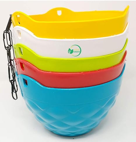 Oshi Greens Diamond Hanging Flower Pot Multicolor Pack Of 5