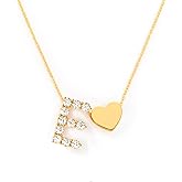 STORYJEWELLERY 18K Gold Plated Initial Necklace for Women, Heart Necklace with Initials, Cubic Zirconia Letter Charm Necklaces, Initial Jewelry, Unique Gifts for Her