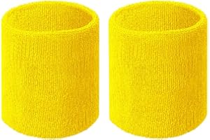 NASOGOD Colorful Cotton Sport Wristbands for Men and Women-3" Athletic Terry Cloth Sweatbands in Neon Colors-Wrist Sweat Bands for Tennis, Basketball, Running, Gym (1 Pair)