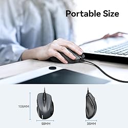 TECKNET USB Wired Mouse, 6-Button Corded Mouse with