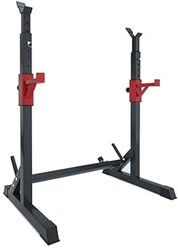 Amazon スクワットラックとベンチプレスプルアップバーベルウェイトラックダンベル用最大負荷300kgオリンピックバーベルフリープレスベンチ調整可能な多機能ディッピングステーション Wopoo 腹筋器具