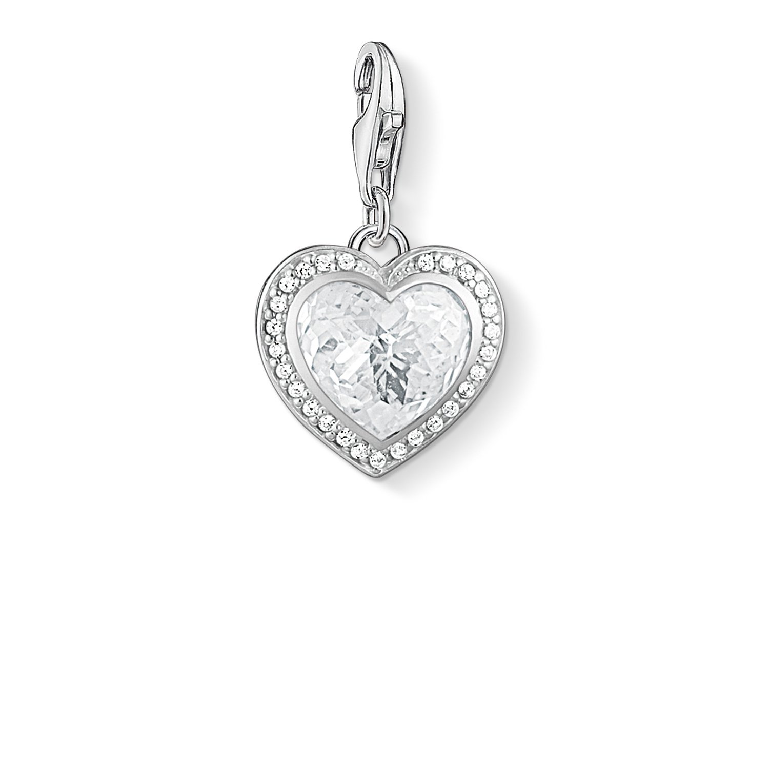 Thomas Sabo Women-Charm Pendant Heart Charm Club 925 Sterling Silver Zirconia white 1362-051-14