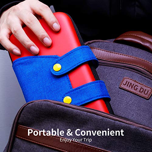 Jingdu Carrying Case Compatible with Nintendo Switch - Protective Hard Shell Portable Travel and Storage Carry Case Bag for Nintendo Switch Console & Accessories,Red - Thumbnail 4