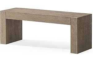 Maven Lane Zeno Contemporary Wooden Backless Bench Seating for Modern Dining, Kitchen Table, Entryway, Foyer, or Lobby in Weathered Grey Finish