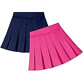 Dalukit 2 Pack Toddler Baby Girls Pleated Skirt Baby Girls Uniform Skirt Built in Shorts Tennis Casual Skorts for Little Kid